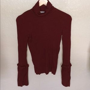 Burgundy Turtleneck Long Sleeve Sweater